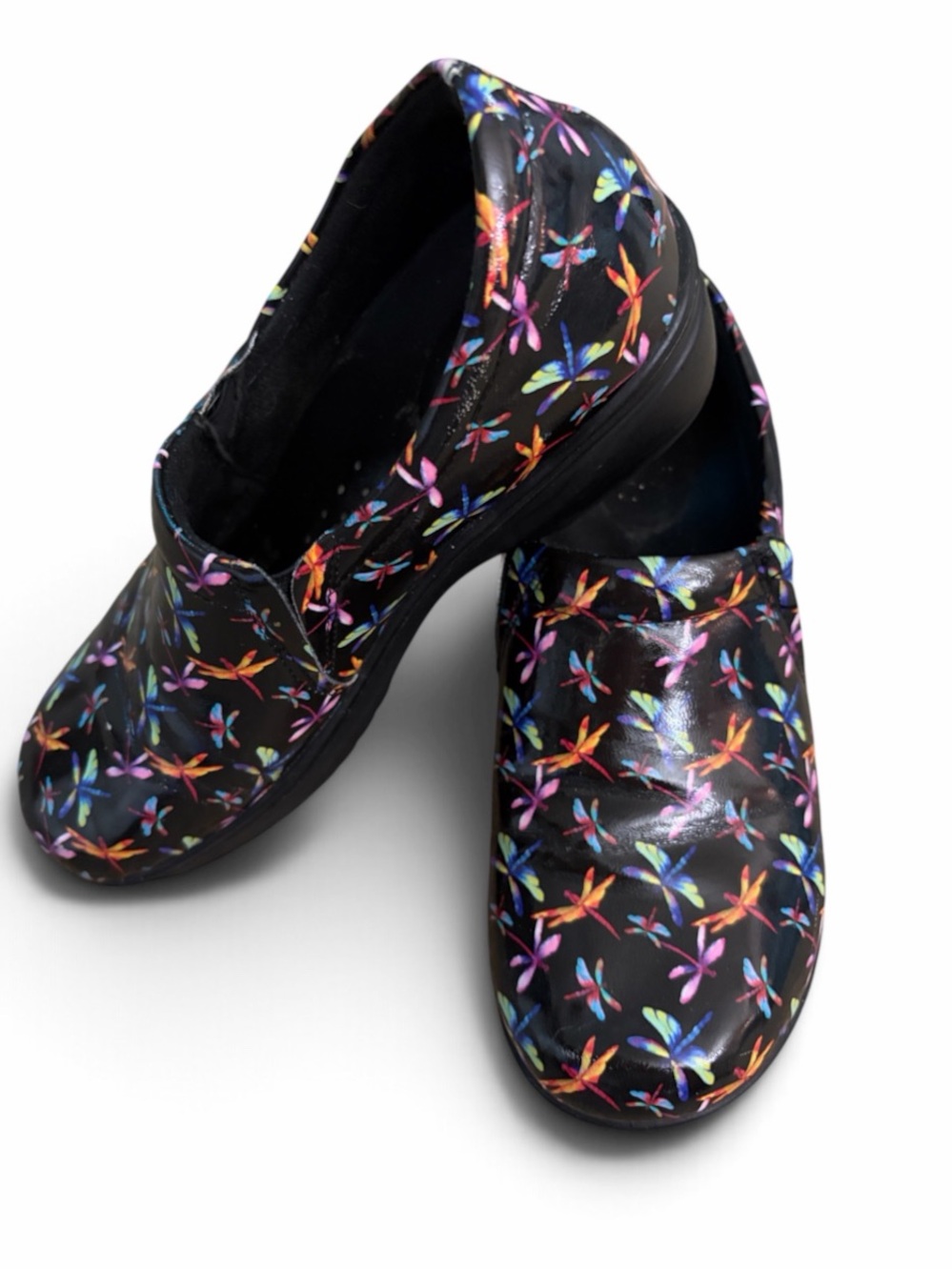 easy street Black Floral Dragonfly-Print Slip-On Clogs